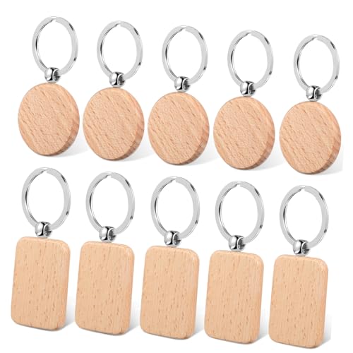 Tofficu 10 Stück Teiliges Holz Schlüsselanhänger mit Runden und Rechteckigen Blanko Anhängern zum Gravieren Leichtes Langlebiges Material für DIY Personalisierung und Geschenke Tofficu 10 Stück Teiliges Holz Schlüsselanhänger mit Runden und Rechteckigen Blanko Anhängern zum Gravieren Leichtes Langlebiges Material für DIY Personalisierung und Geschenke von Tofficu