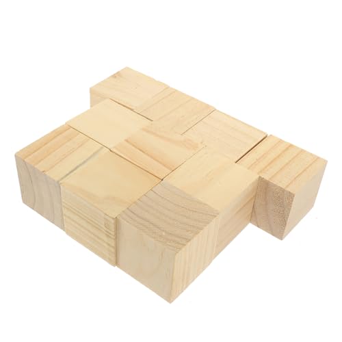 Tofficu 10 Stück Teiliges Kleine Naturbelassene Holzblöcke aus Hochwertigem Birkensperrholz Präzise Geschnittene Quadratische Holzwürfel für DIY Bastelprojekte und Kreative Handarbeiten von Tofficu