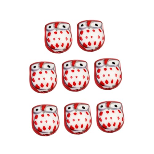 Tofficu 10 Stück Teiliges Rote DIY Keramikperlen in Eulenform mit Glatter Oberfläche für Schmuckherstellung für Armband und Halsketten Dekorationen Handgefertigte Cartoon Tier Accessoires von Tofficu