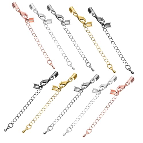 Tofficu 10 Stück Teiliges Schmuckverschluss mit Robusten Karabinerverschlüssen Kupfer Kettenverlängerungen und Endkappen für Halsketten und Armbänder Langlebig Hautfreundlich Buntes DIY von Tofficu