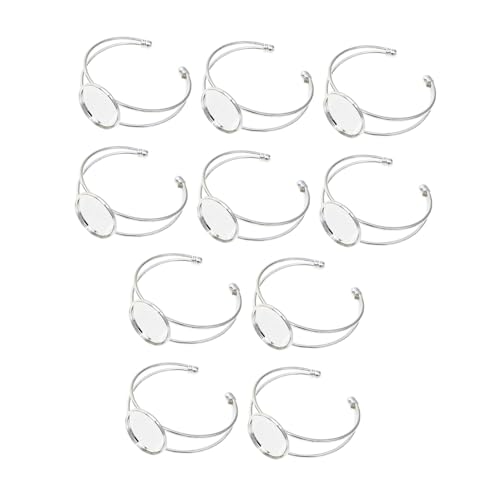 Tofficu 10 Stück Teiliges Silbernes Kupfer Armband mit Verstellbarer Öffnung Runde DIY Schmuckfassung Robustes Handwerkszubehör für Armbandgestaltung Tofficu 10 Stück Teiliges Silbernes Kupfer Armband mit Verstellbarer Öffnung Runde DIY Schmuckfassung Robustes Handwerkszubehör für Armbandgestaltung von Tofficu