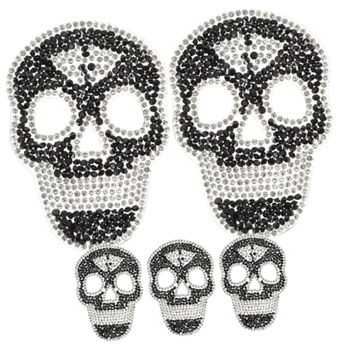 Tofficu 10 Stück Teiliges Strass Schädel Bügelbild Vielseitige Reparatur Dekoration Patches für Kleidung Rucksäcke Taschen Hüte und Schuhe Einfach Aufzubügeln oder Aufzunähen Schwarzes von Tofficu