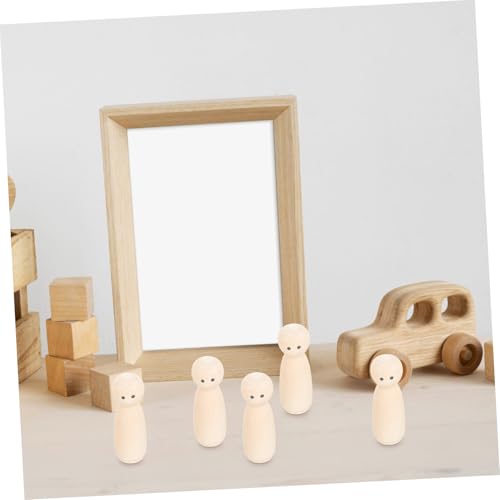 Tofficu 10 Stück Teiliges Unbemalte Holz Peg Puppen Naturfarben DIY Basteln Holzfiguren zum Bemalen Kreative Holzpuppen für Individuelle Gestaltung und Dekoration von Tofficu