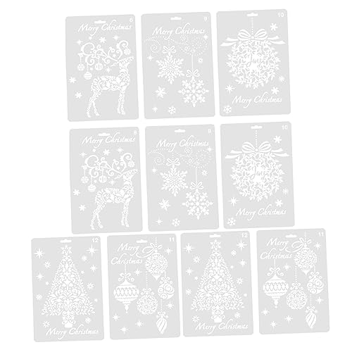 Tofficu 10 Stück Teiliges Weihnachts Schablonen Wiederverwendbare Xmas Malvorlagen Robustem Material Kinderfreundlich Fördert Kreativität und Handgeschick für DIY Weihnachtsdeko und von Tofficu