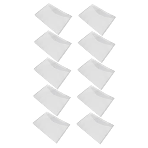 Tofficu 10 Stück Transparente Dokumententaschen Wiederverwendbare Plastikordner für Büroorganisation Praktische Aufbewahrungstaschen mit Druckknopfverschluss von Tofficu