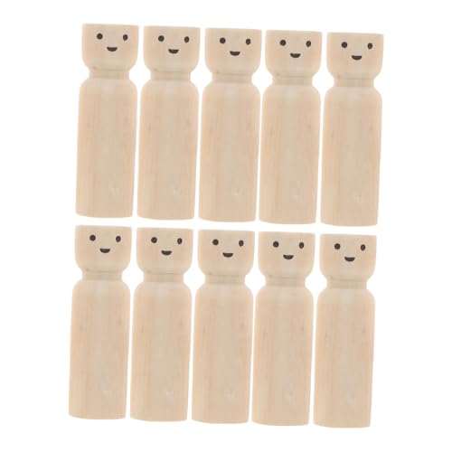 Tofficu 10 Stück Unvollendete Peg Dolls: Unbemalte Puppenkörper, Holzpeg People, Marionettenkörper, Engelpuppe Zum Bemalen, Heimdekoration von Tofficu