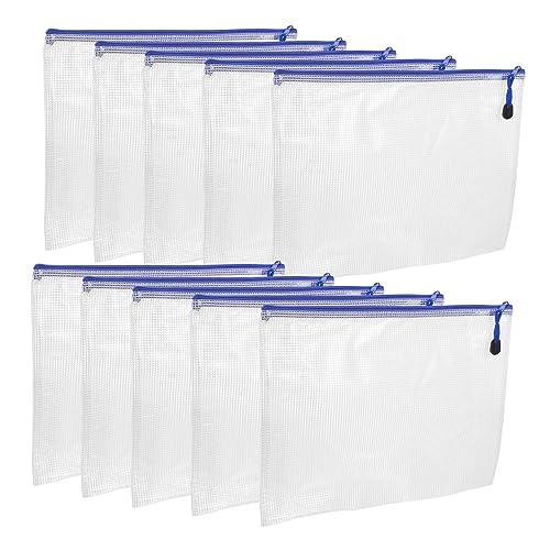 Tofficu 10 Stück Zipper File Bags aus Transparente Mesh Taschen für Dokumente Kosmetik und Bürobedarf Robuste und Tragbare Organizer mit Reißverschluss Tofficu 10 Stück Zipper File Bags aus Transparente Mesh Taschen für Dokumente Kosmetik und Bürobedarf Robuste und Tragbare Organizer mit Reißverschluss von Tofficu