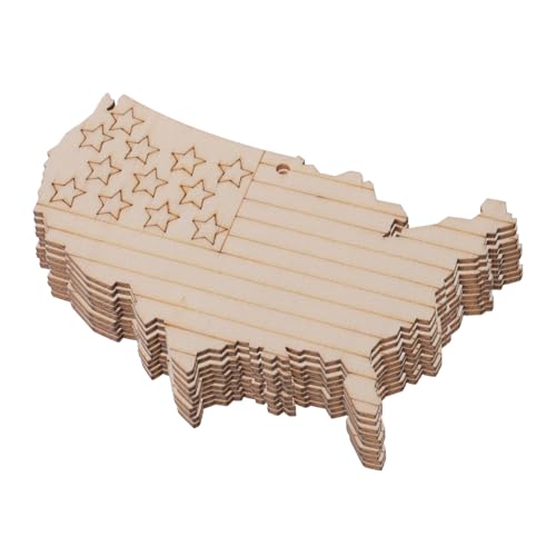 Tofficu 10 Stück dekorationen zum unabhängigkeitstag patriotisch Ornament Zeichen WHO Partydekoration holzsterne amerikanisches Festival-Tray-Schild Memorial Day Tischschild hölzern von Tofficu