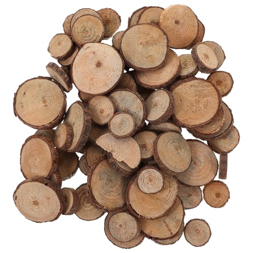 Tofficu 100 Stück 1–3 Cm Große Naturholzscheiben Mini-Scheiben Runde Kreise Unfertige Holzstücke Untersetzer Für Kinder Bastelarbeiten Hochzeitsmittelstücke Weihnachtstischdekorationen von Tofficu