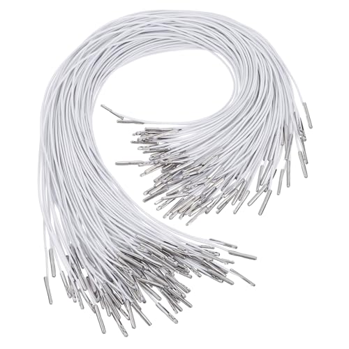 Tofficu 100 Stück elastische Widerhakenschnüre, Schlaufenband, runde Schnur mit Widerhaken aus Metall, Hutkinnschnurband für Partys, DIY-Hutgummi von Tofficu