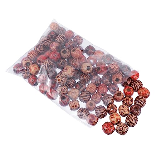 Tofficu 100 Stück Bemalten hölzernen Perlen wohnungseinrichtung home decoration armkettchen armtasche anahtarlık Scheibenperlen Herstellung für runde holzperle bemalte runde Trommelperlen von Tofficu