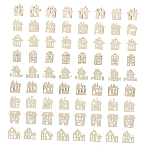Tofficu 100 Stück Blanko Holzscheiben Hausform Glatte DIY Holzchips zum Bemalen Kindgerechtes Bastelset für Kreative Kinderhandwerke und Malspaß im Kindergarten und Zuhause von Tofficu