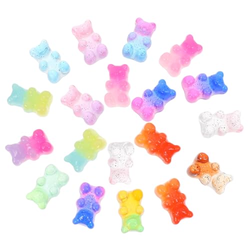Tofficu 100 Stück Bunte Glitzernde Bären Charms für DIY Bastelprojekte Langlebige Resin Handyhüllen Zubehör Farbenfrohe Cartoon Candy Dekoration für Kreative Schmuckgestaltung von Tofficu