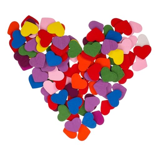 Tofficu 100 Stück Bunte Holzherzen zum Basteln Kindgerechte Natürliche Holzscheiben Vielseitige Herzanhänger für Dekoration Scrapbooking Valentinstag und DIY projekte von Tofficu
