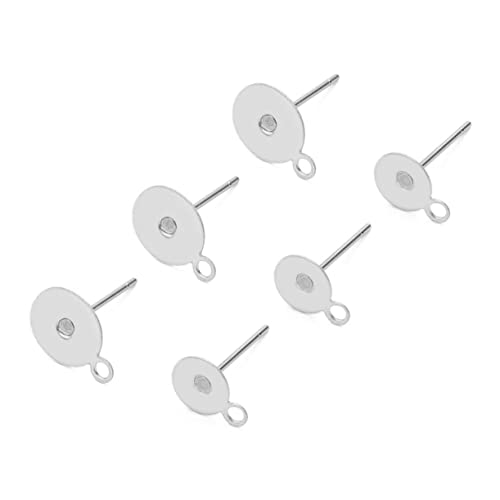 Tofficu 100 Stück Edelstahl Ohrstecker mit Flachem Pad und Stift Ohrring Pins mit zum Anhängen DIY Schmuckzubehör für Individuelle Ohrsteckergestaltung Silberfarbene Ohrstecker von Tofficu