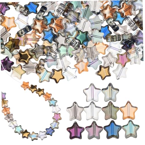 Tofficu 100 Stück Glasperlen in Sternform Bunte Lose Schmuckperlen mit Kleine Spacer Perlen für Armbänder Halsketten und DIY Schmuckherstellung Vielseitige Farbmischung Tofficu 100 Stück Glasperlen in Sternform Bunte Lose Schmuckperlen mit Kleine Spacer Perlen für Armbänder Halsketten und DIY Schmuckherstellung Vielseitige Farbmischung von Tofficu