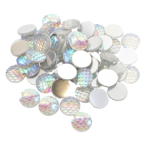 Tofficu 100 Stück Glitzernde Rundflache Harz Cabochons Funkelnde Meerjungfrauen Schuppen für Diy Schmuckherstellung und Bastelbedarf für Kreative Projekte von Tofficu