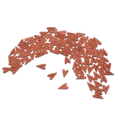 Tofficu 100 Stück Herz Knöpfe Holz Herzform Nähknöpfe Retro für Diy Bastelprojekte Doppellochige Holzknöpfe für Scrapbooking und Nähzubehör von Tofficu