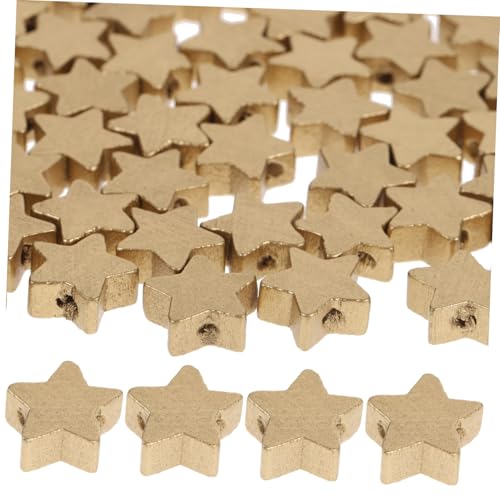 Tofficu 100 Stück Holz Fünfzackiger Stern Dekorative Holzscheiben Basteln DIY Anhänger Lernmaterialien für Mathe Unterricht Zubehör Goldfarben von Tofficu