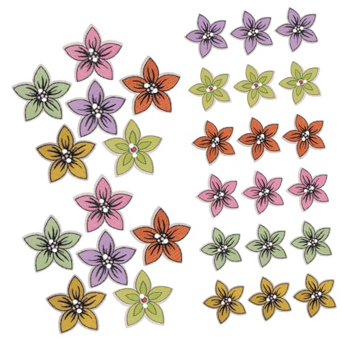 Tofficu 100 Stück Holzknöpfe Blumenform Bunte DIY Nähknöpfe für Kleidung Puppen Taschen Handgefertigte Dekoration Sicher und Langlebig für Bastelprojekte und Kreative Modegestaltung von Tofficu