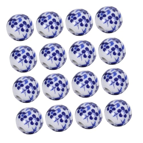 Tofficu 100 Stück Keramikperlen Porzellan mit Blauem Blumenmuster Runde Schmuckperlen für DIY Armbänder Halsketten Robuste Spacer Beads für Schmuckdesign Tofficu 100 Stück Keramikperlen Porzellan mit Blauem Blumenmuster Runde Schmuckperlen für DIY Armbänder Halsketten Robuste Spacer Beads für Schmuckdesign von Tofficu