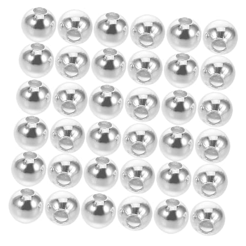 Tofficu 100 Stück Metallperlen Armbandabstandshalter Schmuck Abstandsperlen Halskette Abstandshalter Runde Schmuckperlen Schmuck-abstandshalter Aus Metall Lose Kugelperlen Silber von Tofficu