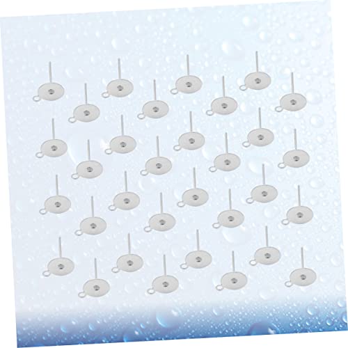 Tofficu 100 Stück Ohrstecker Rohlinge mit Flachem Rundsockel Langer Ohrstecker mit Schlaufe zum Basteln von Ohrringen für Anhänger und Schmuckherstellung Silber von Tofficu