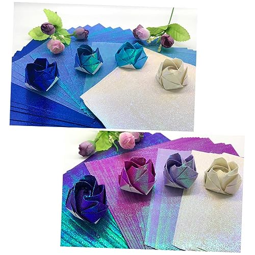 Tofficu 100 Stück Perlmuttpapier Schillerndes Faltpapier für Origami und Bastelprojekte Farben für DIY und Kreative Kunsthandwerke von Tofficu