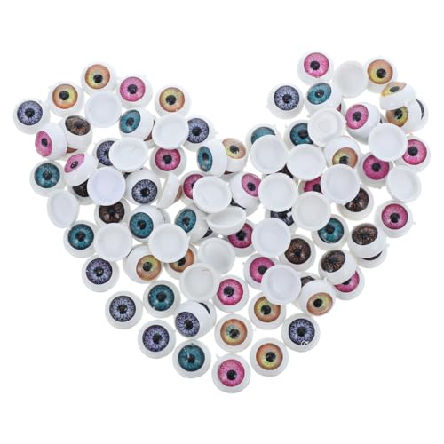 Tofficu 100 Stück Runde Kunstharz Puppenaugen Bunte DIY Augen für Handarbeiten Fake Augen für Bastelprojekte für Kreative Bastler von Tofficu