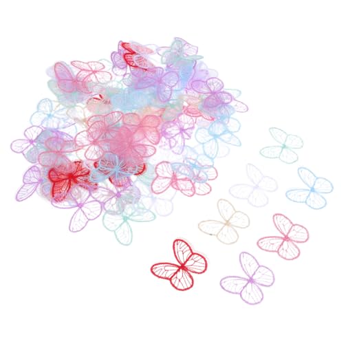 Tofficu 100 Stück Schmetterling Spitzen Applikationen zum Nähen Bestickte Lace Patches für Hochzeitskleider Shirts Jacken DIY Stoffdekoration Bunte Stickerei Aufnäher von Tofficu