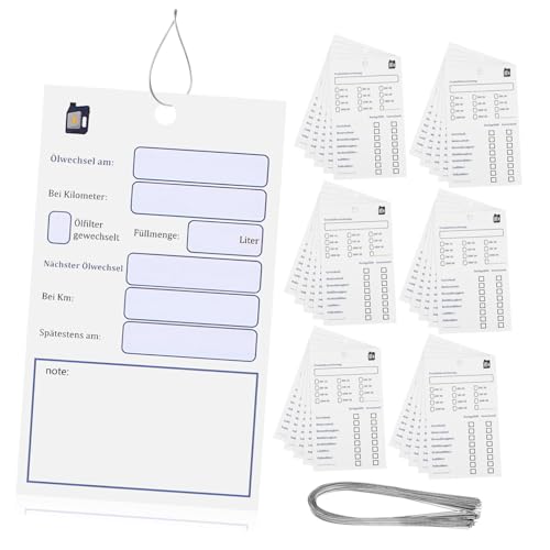 Tofficu 100 Stück Tags Hängende Service Planungsetiketten für Ölwechselinformationen Doppelseitiges Design für Einfache Dokumentation und Management Fahrzeugen von Tofficu