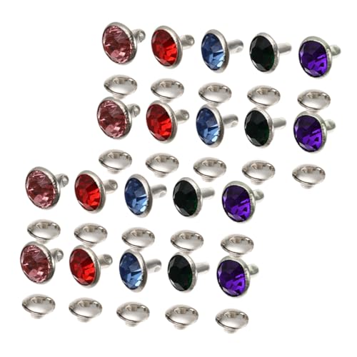 Tofficu 100 Stück Teiliges Bunte Strass Nieten Silberner Rand DIY Schmucksteine für Taschen Schuhe Kleidung Leder Basteln Schnelle Montage Modische Dekoration von Tofficu