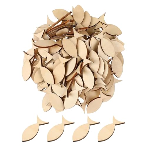 Tofficu 100 Stück Teiliges Holzfische Deko Naturbelassen Holzfischdeko Handliche Fischformen für DIY Bastelprojekte Natürliche Meerestiere Holzzuschnitte Wohnkultur von Tofficu