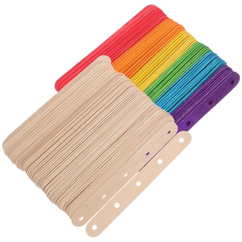Tofficu 100 Stück Teiliges Jumbo Holz Bastelstäbe Bunte Naturfarbene DIY Holzstäbe Glatt Schadstofffrei für Bastelprojekte Modellbau und Schulaktivitäten von Tofficu