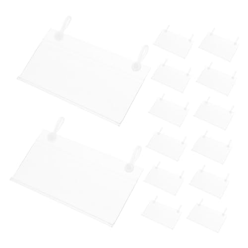 Tofficu 100 Stück Transparente PVC Preisschildhalter mit Doppel-ohr-haken Kunststoff Preisschildclip mit Schnappverschluss Aufhängehaken für Supermarktregale Vielseitiger Preisschildhalter von Tofficu