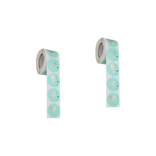 Tofficu 1000 Stück DIY aufkleber seidenband ribbon nupsis Geschenkdekor schwarzes Band Etikett Aufkleber zum Verschließen von Beuteln Danke, runder Aufkleber Kraftpapier Blue von Tofficu
