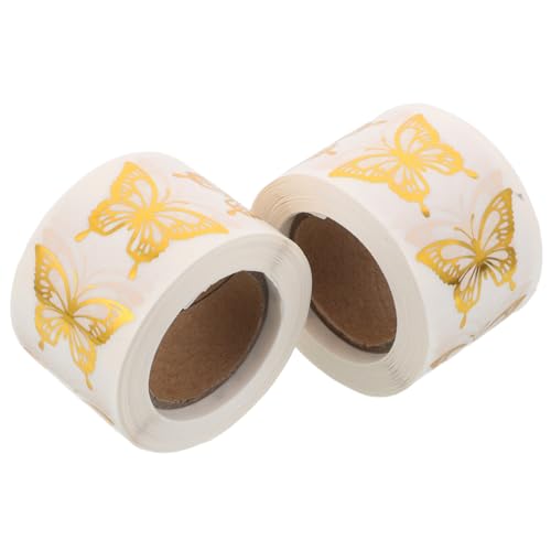Tofficu 1000 Stück Schmetterlingsaufkleber Goldfolie Selbstklebende Umschlagsiegel für Hochzeitseinladungen Geschenkverpackungen und Partydekoration Transparent Tofficu 1000 Stück Schmetterlingsaufkleber Goldfolie Selbstklebende Umschlagsiegel für Hochzeitseinladungen Geschenkverpackungen und Partydekoration Transparent von Tofficu