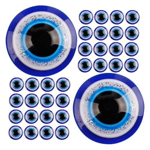 Tofficu 100Stücke Evil Eye Harzperlen Flache Rückseite DIY Handwerk Schmuckdekoration für Bastelprojekte und Partyaccessoires und Langlebig von Tofficu