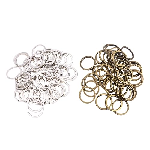 Tofficu 100Stücke Vintage Flache Schlüsselringe Metall für Schlüsselanhänger DIY Schmuckherstellung und Bastelprojekte Antik Messing Weiß von Tofficu