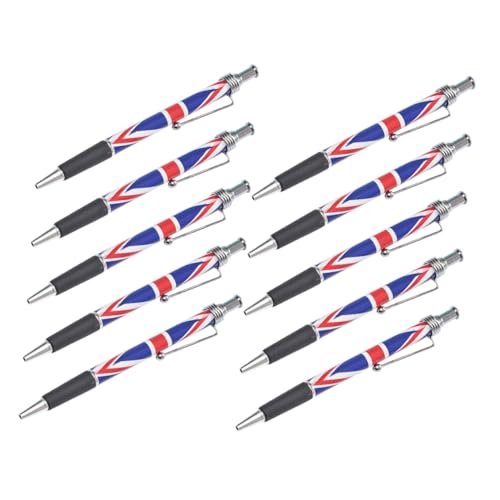 Tofficu 10Stücke Kugelschreiber mit Britischer Flagge Komfortabler Klickmechanismus Glattes Schreiben mit Schwarzer für Büro Schule und Zuhause Patriotisches Schreibgerät von Tofficu