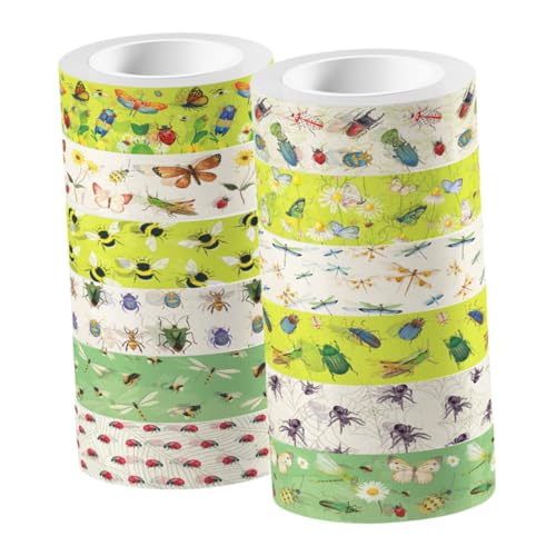 Tofficu 12 Rollen Teiliges Washi Tape Insektenmotive Transparent Klebeband für Scrapbooking DIY Basteln Geschenkverpackung Partydeko mit Klarer Musterung Haftstark Rückstandsfrei Tragbar Tofficu 12 Rollen Teiliges Washi Tape Insektenmotive Transparent Klebeband für Scrapbooking DIY Basteln Geschenkverpackung Partydeko mit Klarer Musterung Haftstark Rückstandsfrei Tragbar von Tofficu