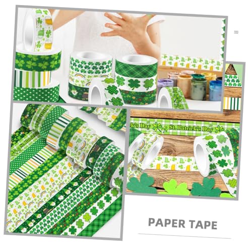 Tofficu 12 Rollen Vintage Washi Tape Klebeband mit Kleeblatt motiv Transparent Selbstklebend Vielseitig für Scrapbooking DIY Bastelprojekte Geschenkdekoration und Tagebuchgestaltung von Tofficu