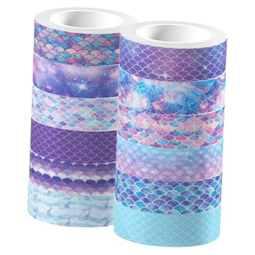 Tofficu 12 Rollen Washi Tape mit Meerjungfrau Transparentes Schimmerndes Bastelband für Scrapbooking und Diy Planner Supplies Selbstklebendes Leicht Abreißbares Dekoband für Journaling und Tofficu 12 Rollen Washi Tape mit Meerjungfrau Transparentes Schimmerndes Bastelband für Scrapbooking und Diy Planner Supplies Selbstklebendes Leicht Abreißbares Dekoband für Journaling und von Tofficu
