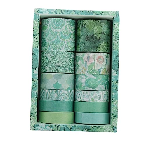 Tofficu 12 Rollen Washi-tape Dekoratives Klebeband Aufkleber Tagebuch-dekorband Regenbogen Pastell Farbiges Klebeband Für Zeitschrift Diy Washi Tapes Handkontoband Green Papier von Tofficu