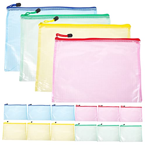 Tofficu 12 Stück A4 transparente Aktentasche schulordner schul ordner Bürobedarf Aufbewahrungstasche mappen schule Dateien dokumentieren Quittungsumschläge Mesh-Aufbewahrungstasche PVC von Tofficu