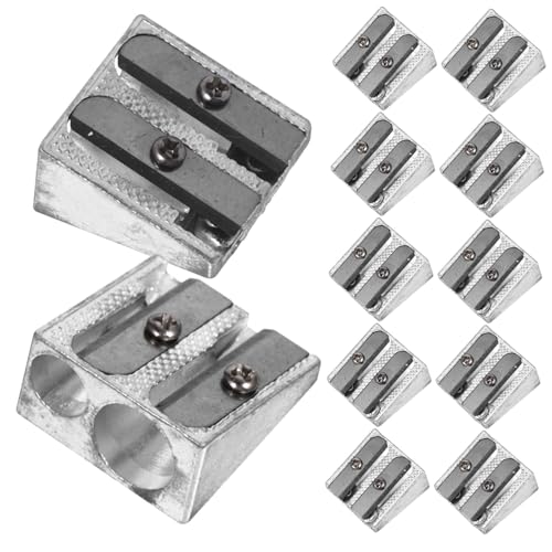 Tofficu 12 Stück Bleistiftspitzer aus Aluminiumlegierung bürogadges bleistift anspitzer Bleistiftspitzer Handbuch Elektrischer Bleistiftspitzer für Bulk-Bleistiftspitzer Silver von Tofficu