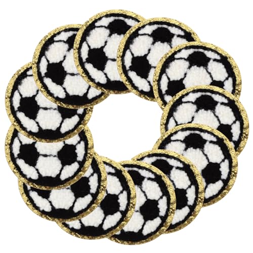 Tofficu 12 Stück Fußball-Patch Craft-Patches kleine Kleiderflicken Patches für Hüte bastelzeug sport zubehör selbstklebende Flicken für Kleidung Mantelflicken für den Haushalt Polyester von Tofficu