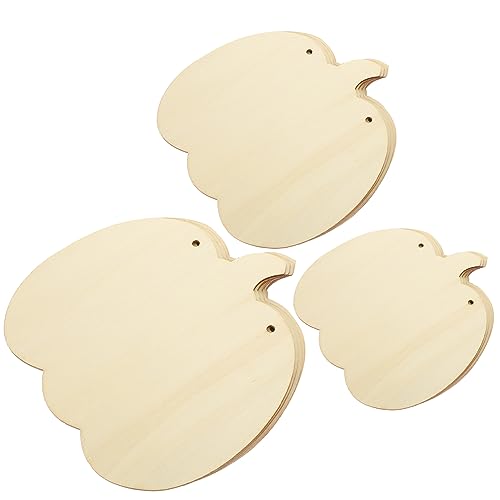 Tofficu 12 Stück Halloween-Kürbisscheiben Aus Holz 15/20/30 Cm Unbehandelte Holzanhänger Kürbisformen Halloween-Hängedekorationen Für Bastelornamente Outdoor-Verzierungen Kinder von Tofficu