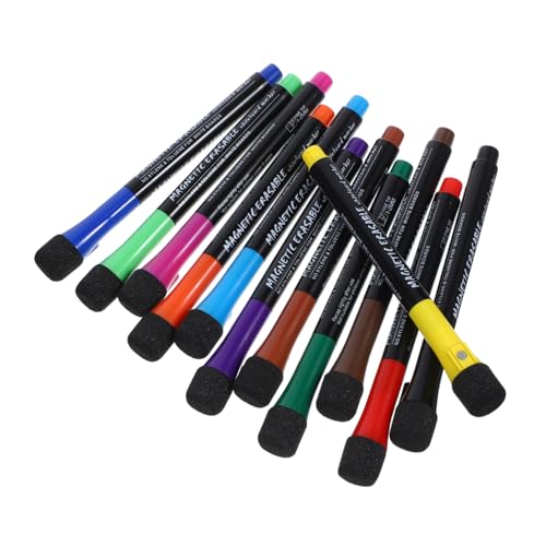 Tofficu 12 Stück Magnetische Markierungen Aufkleber Planke Schreibwaren Löschbar Magnetische, Trocken Abwischbare Stifte Whiteboard-marker Trocken Abwischbar Etikett Radiergummis Schwamm von Tofficu