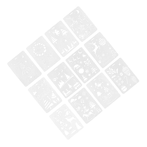 Tofficu 12 Stück Malvorlage Für Weihnachten Groß Weihnachtszeichnungsschablonen Dekoration Malerei Weihnachtsbaum-schablonen Wiederverwendbar Zeichnungsvorlage Haustier Kunststoff Weiß von Tofficu